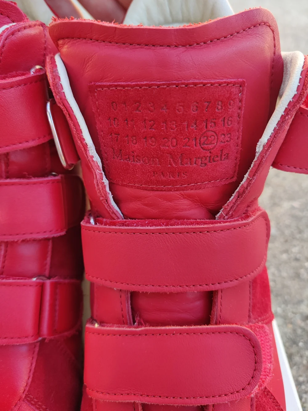 Maison Martin Margiela Red High-Top Velcro Sneakers MESSAGE MY NUMBER 5107534561
